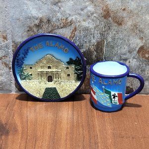 VTG SNCO Miniature Decorative The Alamo Plate & Mug Set 1999